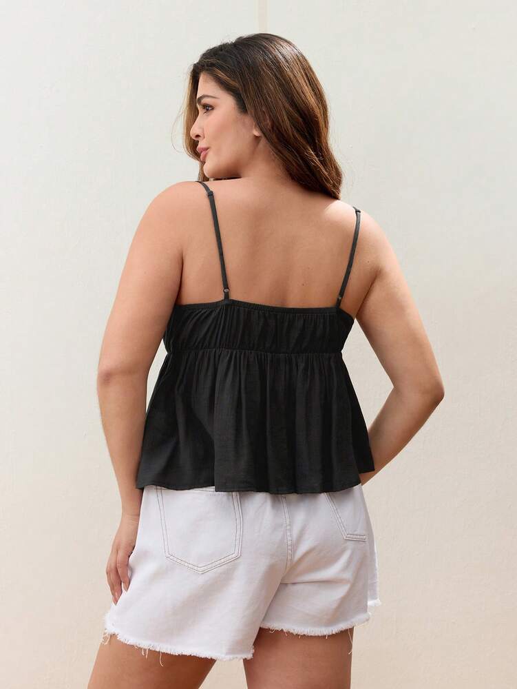 Plus Size Solid Color Camisole Top for Women – Summer Casual, Vacation, Beach, Business, Boho, Festival, Rave & Office Outfits