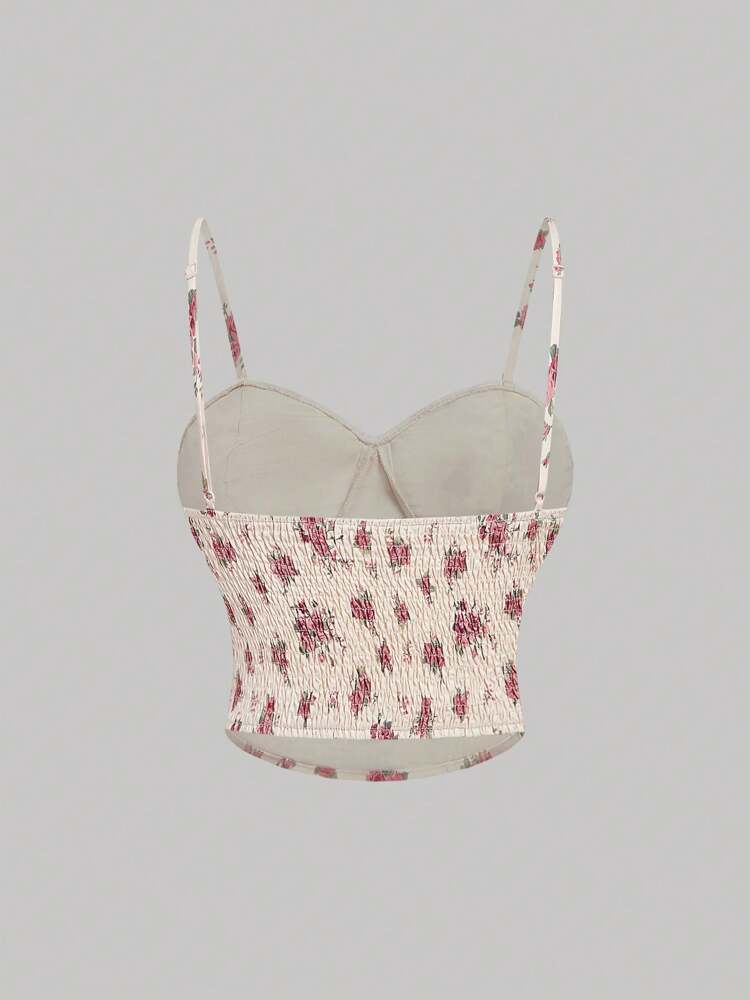 Plus Size Embroidered Floral Lace Patchwork Ditsy Camisole Top with Bowknot Strap – Romantic & Casual Women’s Summer Top