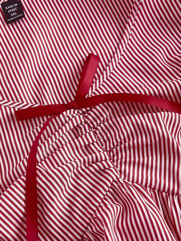 Plus Size Striped Cap Sleeve Casual Blouse for Women – Spring & Summer, Graduation, 4th of July & Halloween Top