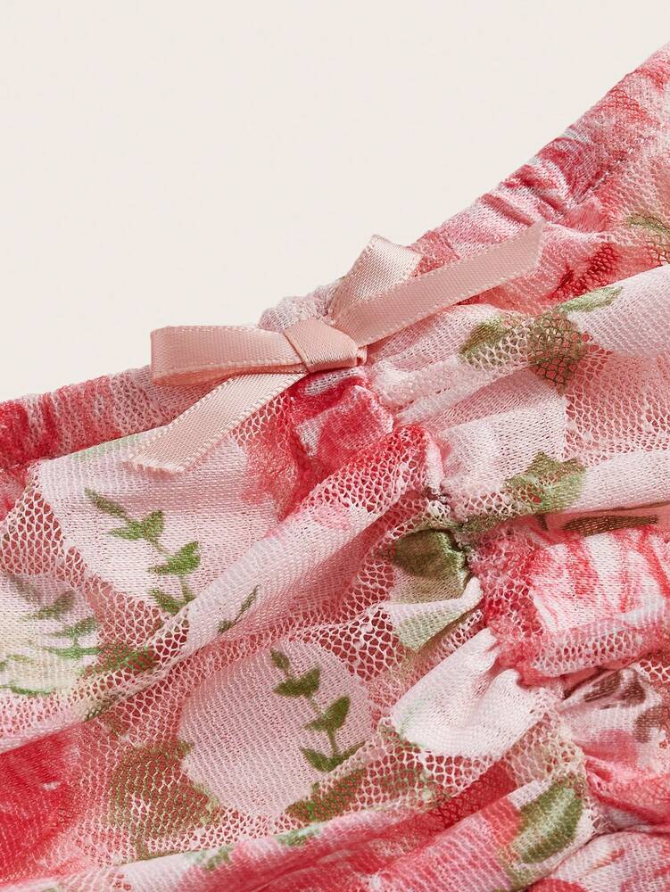Plus Size Square Neck Front Ruched Rose Floral Knit T-Shirt for Women – Stylish Casual Top