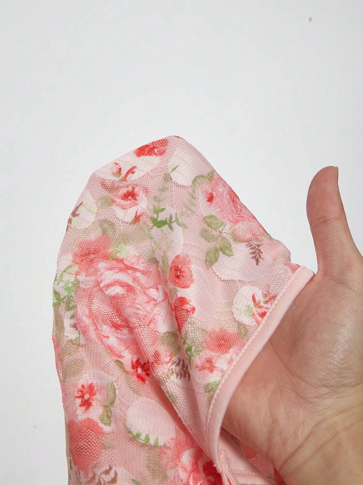 Plus Size Women’s Rose Floral Print Front Twist Camisole Tank Top – Pink Hawaiian Summer Top