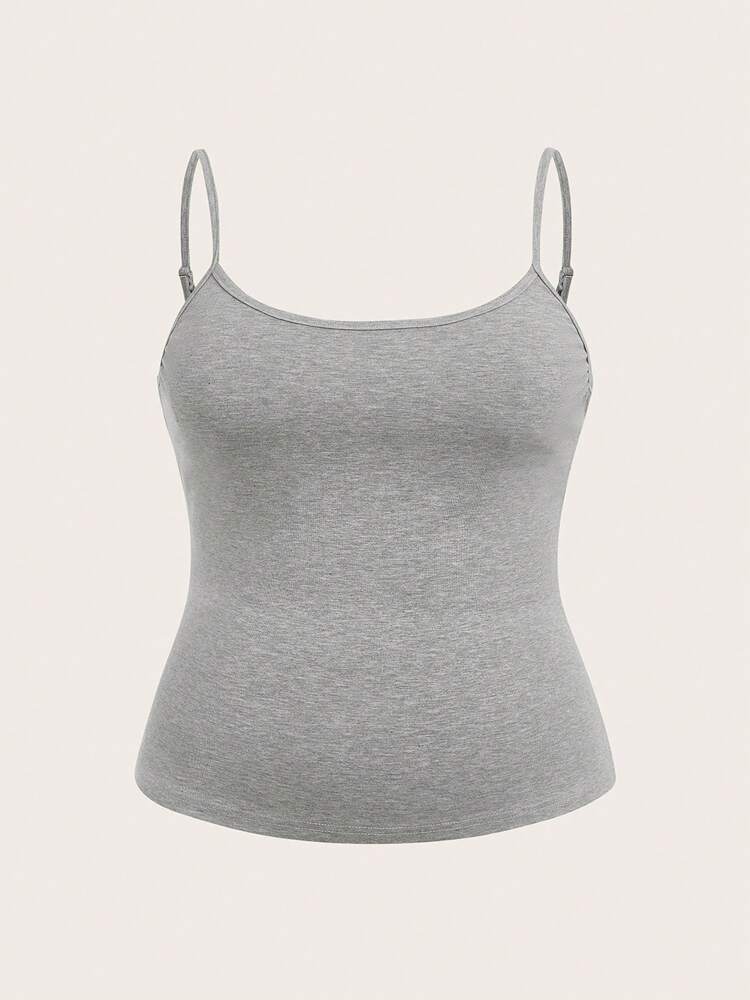 Plus Size Women’s Solid Color Knitted Bodycon Cami Top – Casual & Stylish Fit