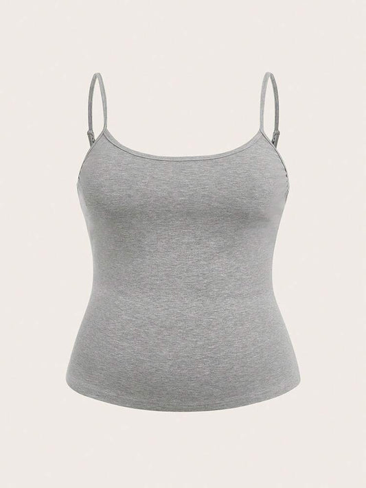Plus Size Women’s Solid Color Knitted Bodycon Cami Top – Casual & Stylish Fit