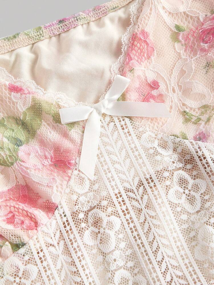 Plus Size Casual Pink Lace Print Patchwork Ruffle Hem Camisole – Vacation & Summer Tops for Women