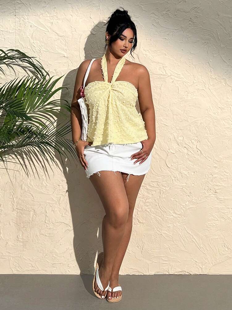 Plus Size Solid Color Spaghetti Strap Tank Top – Lightweight & Fashionable Summer Essential for Casual Wear and Vacation Outfits